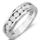 0.85 Carat (ctw) 14K White Gold Round Cut Diamond Mens Anniversary Wedding Band Ring