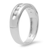 0.85 Carat (ctw) 14K White Gold Round Cut Diamond Mens Anniversary Wedding Band Ring