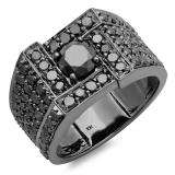 4.50 Carat (ctw) 10k Black Rhodium Plated White-Gold Black Diamond Men's Ring