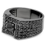 4.50 Carat (ctw) 10k Black Rhodium Plated White-Gold Black Diamond Men's Ring