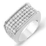 3.50 Carat (ctw) 14k White Gold Round Hip Hop Diamond Mens Ring