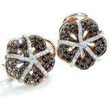 2.25 Carat (ctw) 14k Rose Gold Champagne & White Round Diamond Ladies Earrings
