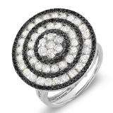 2.60 Carat (ctw) 14k White Gold Black & White Round Diamond Ladies Cocktail Right Hand
