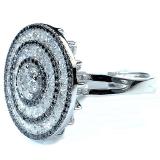 2.60 Carat (ctw) 14k White Gold Black & White Round Diamond Ladies Cocktail Right Hand