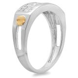 1.15 Carat (ctw) 14k White Gold Brilliant Princess Diamond Invisible Mens Ring