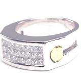 1.15 Carat (ctw) 14k White Gold Brilliant Princess Diamond Invisible Mens Ring