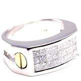 1.15 Carat (ctw) 14k White Gold Brilliant Princess Diamond Invisible Mens Ring