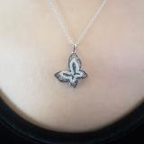 0.95 Carat (ctw) 14K White Gold Round Champagne White Diamond Pendant