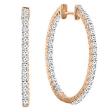 0.85 Carat (ctw) 18k Rose Gold Round Diamond Ladies In and Out Hoop Earrings