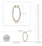 0.90 Carat (ctw) 14k Rose Gold Round Diamond Ladies In and Out Hoop Earrings