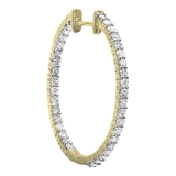 0.50 Carat (ctw) 14k Yellow Gold Round Diamond Ladies In and Out Hoop Earring(Only 1 PC)
