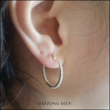 0.50 Carat (ctw) 14k Yellow Gold Round Diamond Ladies In and Out Hoop Earring(Only 1 PC)