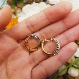 0.90 Carat (ctw) 14K Yellow Gold Round White & Champagne Diamond Cocktail Hoop Earrings