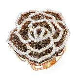 5.68 Carat (ctw) 14k Rose Gold White & Champagne Round Diamond Ladies Cocktail Right Hand Ring