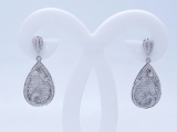 CERTIFIED 4.00 Carat (ctw) 14k White Gold Round Diamond Ladies Dangling Drop Earrings
