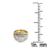 1.80 Carat (ctw) 14k Yellow Gold Princess Round & Baguette Diamond Ladies Bridal Engagement Ring Three Piece Set