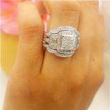 1.80 Carat (ctw) 14k Yellow Gold Princess Round & Baguette Diamond Ladies Bridal Engagement Ring Three Piece Set