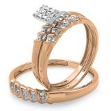 0.05 Carat (ctw) 10K Rose Gold Round Diamond Men & Ladies Trio Set