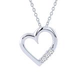 0.15 Carat (ctw) 14k White Gold 3 Stone Diamond Heart Pendant