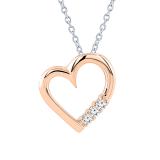 0.15 Carat (ctw) 18k Rose Gold 3 Stone Diamond Heart Pendant