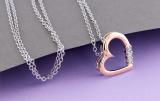 0.15 Carat (ctw) 18k Rose Gold 3 Stone Diamond Heart Pendant