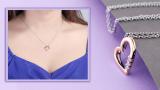 0.15 Carat (ctw) 18k Rose Gold 3 Stone Diamond Heart Pendant