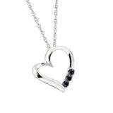 0.15 Carat (ctw) 10k White Gold Round Black Diamond Ladies Heart Pendant