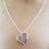 0.15 Carat (ctw) 10k White Gold Round Black Diamond Ladies Heart Pendant
