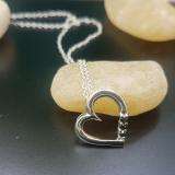 0.15 Carat (ctw) 10k White Gold Round Black Diamond Ladies Heart Pendant