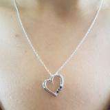 0.15 Carat (ctw) 10k White Gold Round Black Diamond Ladies Heart Pendant