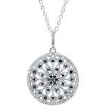0.50 Carat (ctw) White Gold Round Diamond Fancy Antique Look Circle Ladies Pendant 1/2 CT