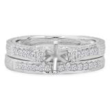 0.75 Carat (ctw) 14k White Gold Round Diamond Ladies Bridal Semi Mount Engagement Ring Set with Matching Band 3/4 CT (No Center Stone)