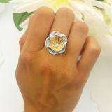 1.25 Carat (ctw) 14k White & Yellow Gold Round Diamond Ladies Flower Cocktail Right Hand 1 1/4 CT