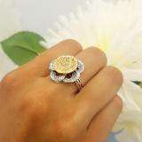 1.25 Carat (ctw) 14k White & Yellow Gold Round Diamond Ladies Flower Cocktail Right Hand 1 1/4 CT