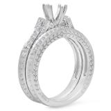 0.75 Carat (ctw) 14k White Gold Round Diamond Ladies Bridal Semi Mount Engagement Ring Set with Matching Band 3/4 CT (No Center Stone)
