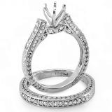 0.75 Carat (ctw) 14k White Gold Round Diamond Ladies Bridal Semi Mount Engagement Ring Set with Matching Band 3/4 CT (No Center Stone)