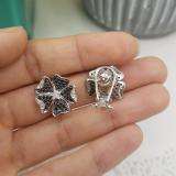 1.25 Carat (ctw) 14k White Gold Black & White Round Diamond Ladies Cluster Flower Stud Earrings 1 1/4 CT