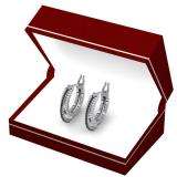 0.75 Carat (ctw) Sterling Silver Black & White Round Diamond Ladies Hoop Earrings 3/4 CT