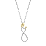 0.10 Carat (ctw) Sterling Silver Round Diamond Mothers Day Special Mom Child Ladies Pendant 1/10 CT