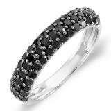 1.00 Carat (ctw) Sterling Silver Black Round Diamond Ladies Wedding Anniversary Band Stackable Ring