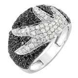 1.35 Carat (ctw) 14k White Gold White & Black Round Diamond Ladies Cocktail Right Hand