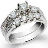 1.00 Carat (ctw) 14k White Gold Round Diamond Ladies Bridal Semi Mount Ring Set (No Center Stone)