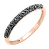 0.25 Carat (ctw) 14k Rose Gold Round Black Diamond Ladies Pave Anniversary Wedding Band Stackable Ring 1/4 CT