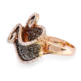 4.15 Carat (ctw) 14k Rose Gold White & Champagne Round Diamond Ladies Cocktail Right Hand