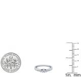 IGI CERTIFIED 0.33 Carat (ctw) 14K White Gold Round & Princess Diamond Ladies 3 Stone Engagement Bridal Ring 1/3 CT