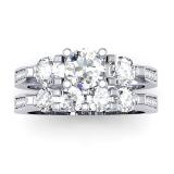 1.40 Carat (ctw) 14k White Gold Round Diamond Ladies Bridal Engagement Ring Set