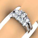 1.40 Carat (ctw) 14k White Gold Round Diamond Ladies Bridal Engagement Ring Set