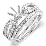0.45 Carat (ctw) 14k White Gold Round Diamond Ladies Bridal Semi Mount Engagement Ring Set (No Center Stone)
