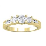 0.35 Carat (ctw) 14K Yellow Gold Round Diamond Ladies 3 stone Engagement Bridal Ring