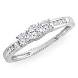 0.35 Carat (ctw) 14k White Gold Round Diamond Ladies 3 stone Engagement Bridal Ring